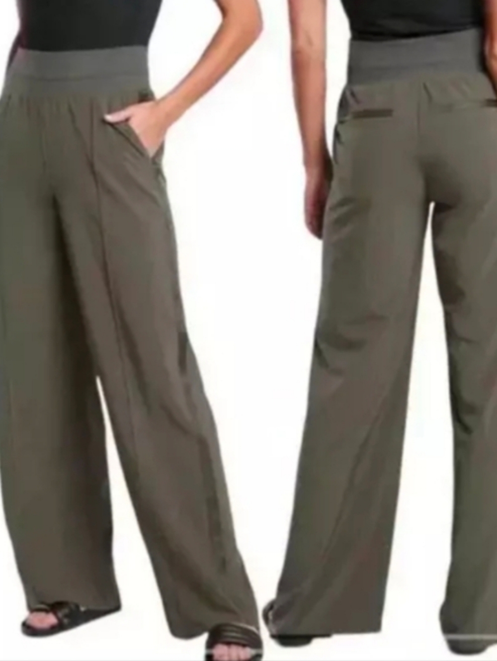 Athleta Nolita Wide Leg Pants Size 8 Green C